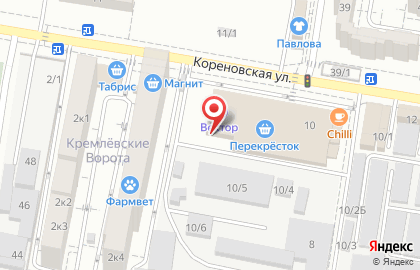 Супермаркет Перекрёсток на Кореновской улице на карте
