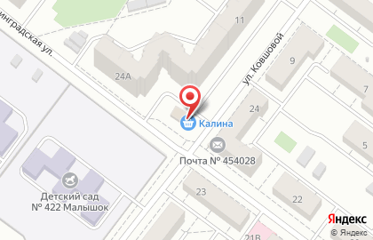 Магазин продуктов Калина на Калининградской улице на карте