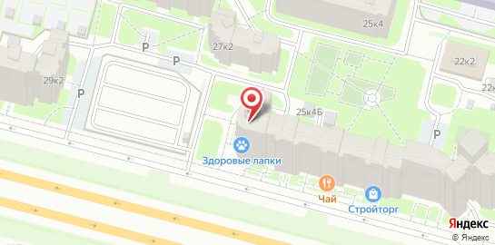 Ветеринарная клиника "Здоровые лапки" на м. Комендантский проспект на карте