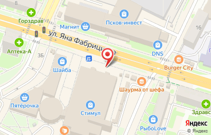 Киоск по продаже хлебобулочной продукции на улице Яна Фабрициуса на карте