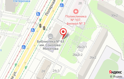 Киоск по продаже печатной продукции, район Медведково Северное на Полярной улице на карте