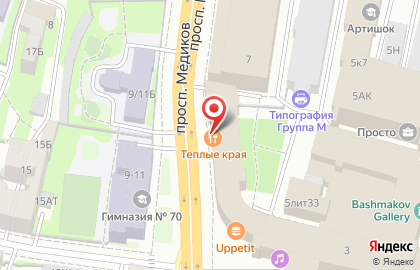 Ресторан быстрого питания Subway на метро Петроградская на карте