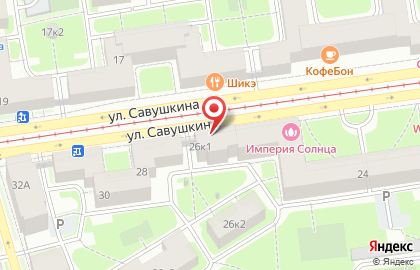 Камуфляж на улице Савушкина на карте