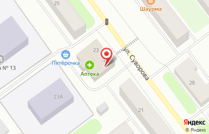 Супермаркет Пятёрочка на улице Суворова на карте
