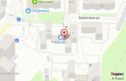 Супермаркет Магнит у дома на Берёзовой улице на карте