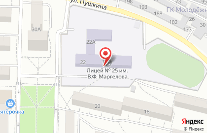 Средняя общеобразовательная школа №25 на улице Пушкина на карте