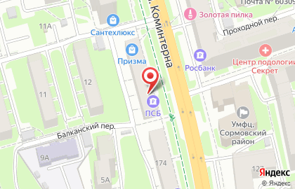 Отделение Промсвязьбанка на улице Коминтерна на карте