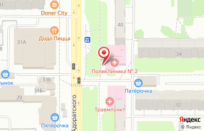 Городская клиническая больница №7 Поликлиника №2 на улице Адоратского на карте
