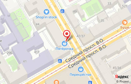 Супермаркет Пятёрочка на метро Василеостровская на карте