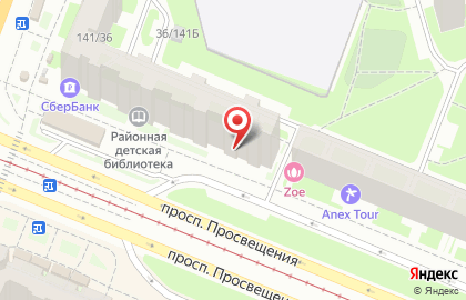 Банк Русский Стандарт на метро Проспект Просвещения на карте