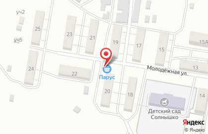 Продуктовый магазин Парус на Молодёжной улице на карте