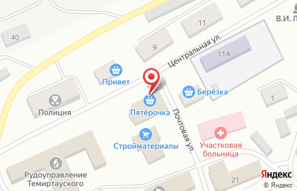 Супермаркет Пятерочка на Центральной улице на карте