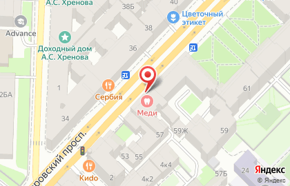 Клиника стоматологии МЕДИ на Суворовском на карте