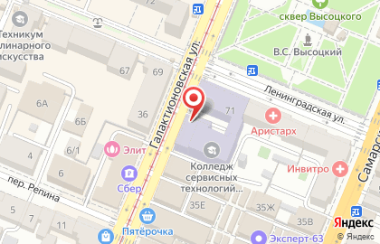 Столовая Самарский государственный колледж сервисных технологий и дизайна на Галактионовской улице на карте