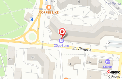 Банкомат СберБанк на улице Ленина, 70 в Зеленодольске на карте