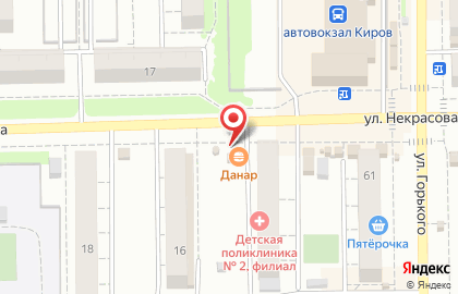 Сеть закусочных-бутербродных Данар на улице Некрасова, 14а на карте