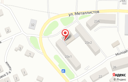 Супермаркет Пятёрочка на улице Металлистов на карте