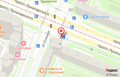 Магазин овощей и фруктов на проспекте Луначарского на карте