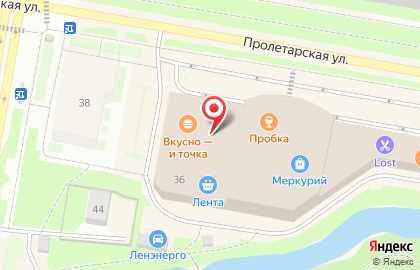 Табакон на Пролетарской улице в Колпино на карте