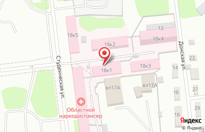 Липецкий областной наркологический диспансер на Ленинградской улице, 18 к 1 на карте