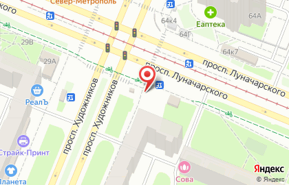 Терминал МТС банк на проспекте Луначарского на карте