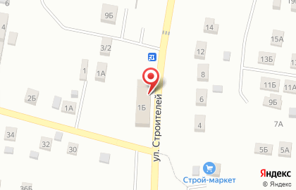 Супермаркет Магнит у дома на улице Строителей на карте