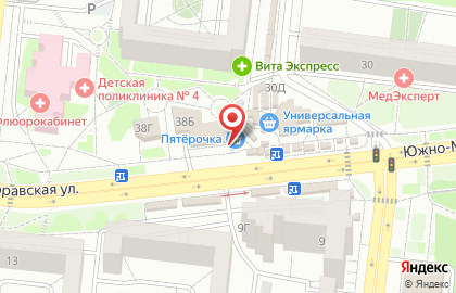 Супермаркет Пятью Пять на Южно-Моравской улице, 38Б на карте