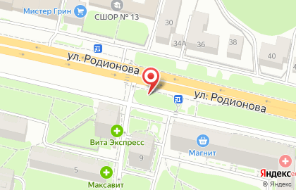 Указатель системы городского ориентирования №5740 по ул.Родионова, д.11 р на карте