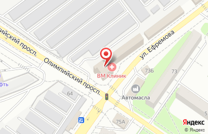 Банкомат Открытие на улице Ефремова на карте