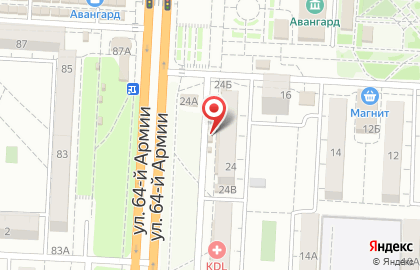 Магазин хлебобулочных изделий Пекарь на улице 64-й Армии на карте