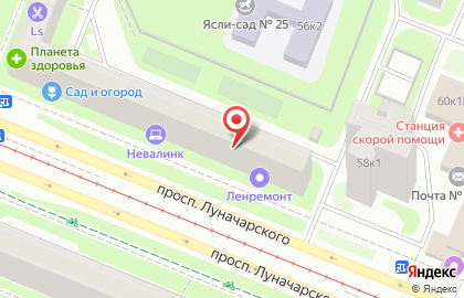 Торговая компания ЛенЗапчасти на проспекте Луначарского на карте