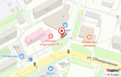 Калининский район Киоск по продаже фруктов и овощей на улице Дунаевского на карте