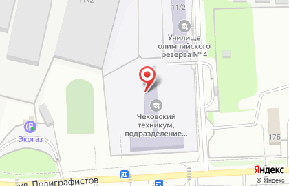 Чеховский техникум на улице Полиграфистов на карте