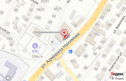 Магазин хлебобулочных изделий Наримановский на улице Адмирала Нахимова на карте