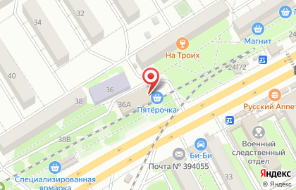 Супермаркет Пятью Пять на улице Ворошилова, 36А на карте