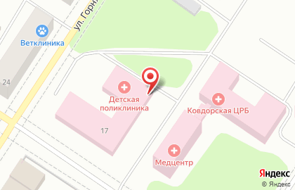Мончегорская центральная районная больница на улице Победы на карте