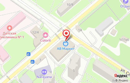 Супермаркет АВ Маркет на улице Дзержинского на карте