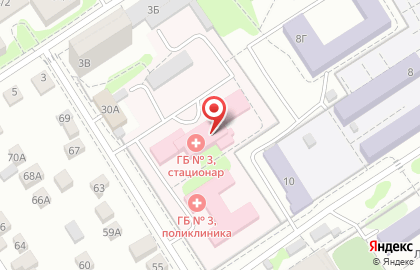 Городская больница №3, г. Барнаул в Железнодорожном районе на карте