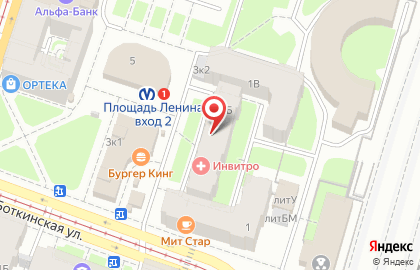 Фирменный магазин Мит Стар на метро Площадь Ленина на карте