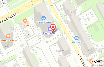 Служба доставки пиццы Пиццбург на улице Советской Армии на карте