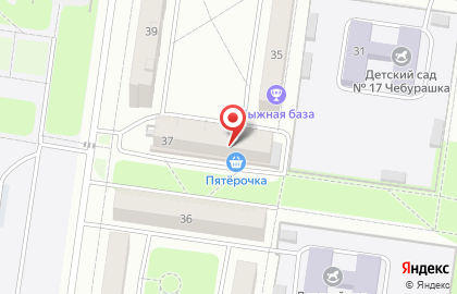 Универсам Пятёрочка на Советской улице, 37 в Новочебоксарске на карте
