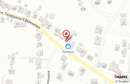 Продуктовый магазин Поляна на улице Генерала Ефремова на карте