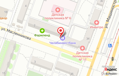 Банк Челябинвестбанк на улице Масленникова на карте