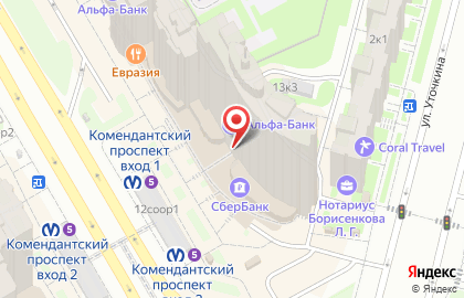 Терминал СберБанк на Комендантском проспекте на карте