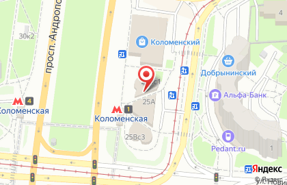Салон сотовой связи МегаФон на метро Коломенская на карте