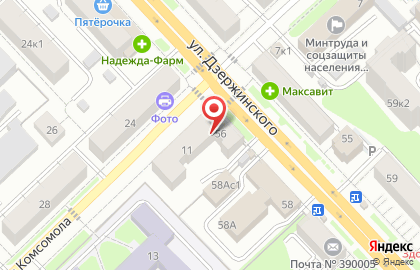 Общежитие, РГАТУ на улице Дзержинского на карте