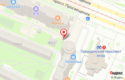 Киоск по ремонту обуви, Калининский район на улице Просвещения на карте