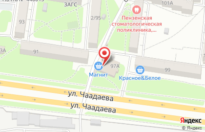 Супермаркет Магнит у дома на улице Чаадаева, 97а на карте