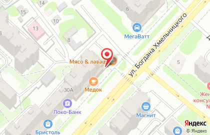 Киоск фастфудной продукции Мясо & Лаваш на улице Богдана Хмельницкого на карте