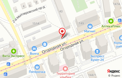 Отделение почтовой связи Почта России на Огородной на карте